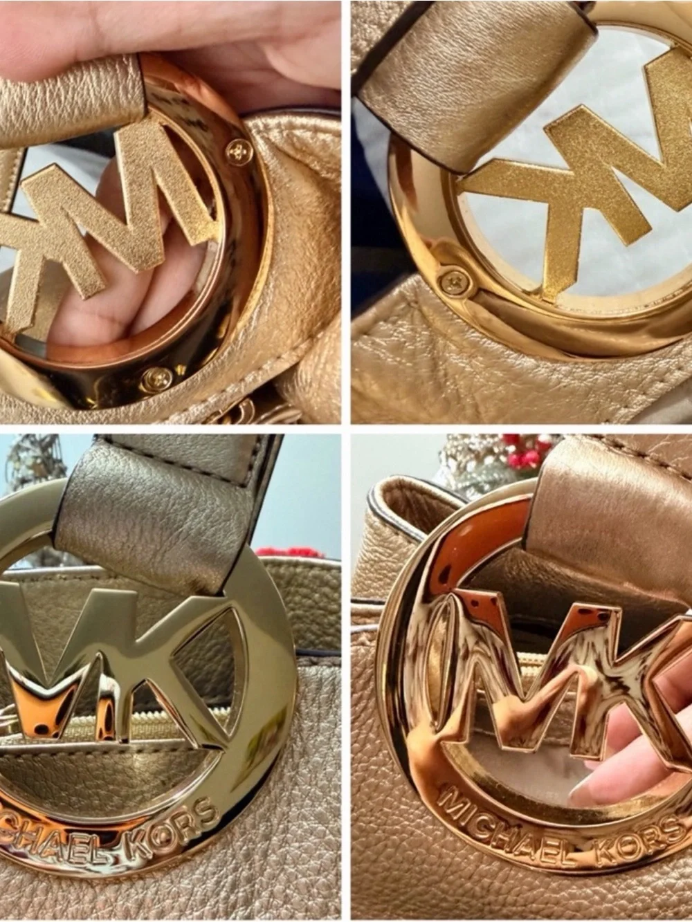 Michael Kors Metallic Light Gold Leather Tote Bag